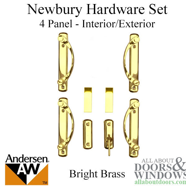 Andersen Newbury 4 Panel Gliding Door Hardware Set - Bright Brass - Andersen Newbury 4 Panel Gliding Door Hardware Set - Bright Brass