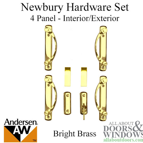 Andersen Newbury 4 Panel Gliding Door Hardware Set - Bright Brass - Andersen Newbury 4 Panel Gliding Door Hardware Set - Bright Brass