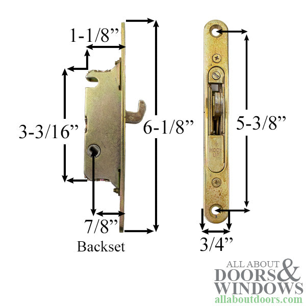 Mortise Lock With Face Plate, 45° Slot, 5-3/8