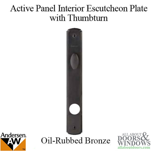 Escutcheon Trim Plate, Active Interior Panel, Andersen Hinged Door - Oil Rubbed Bronze - Escutcheon Trim Plate, Active Interior Panel, Andersen Hinged Door - Oil Rubbed Bronze