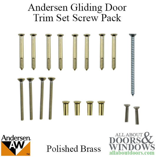 Trim Set Screw pack, Gliding Door - Polished Brass