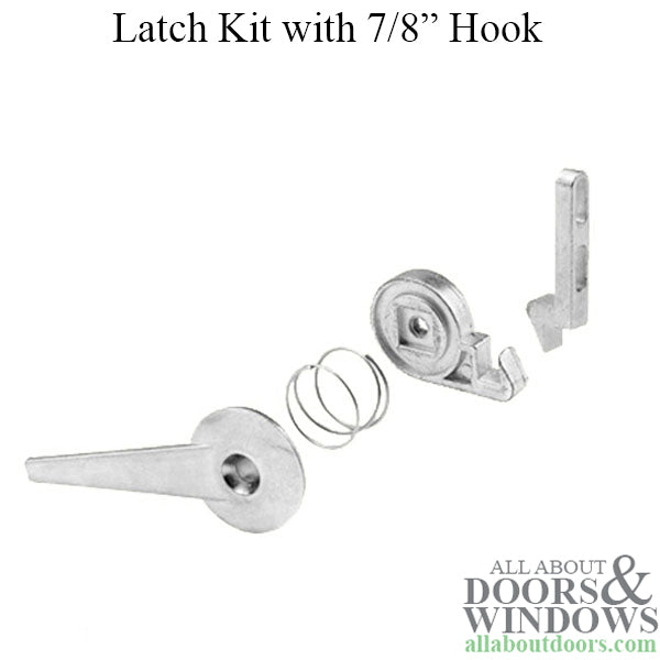 Latch Kit with Short 7/8 Inch Hook for Sliding Screen Door - Gray - Latch Kit with Short 7/8 Inch Hook for Sliding Screen Door - Gray