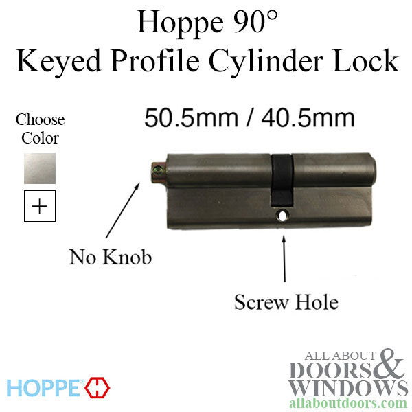 50.5 / 40.5 HOPPE 90° Non-Logo Keyed Profile Cylinder Lock - 50.5 / 40.5 HOPPE 90° Non-Logo Keyed Profile Cylinder Lock