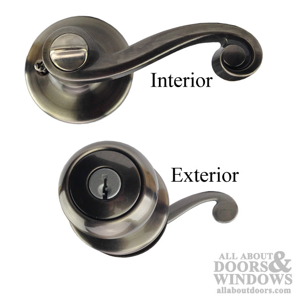 Kwikset Copa x Lido US15A 400 Left Hand Keyed Entry Lock - Antique Nickel - Kwikset Copa x Lido US15A 400 Left Hand Keyed Entry Lock - Antique Nickel