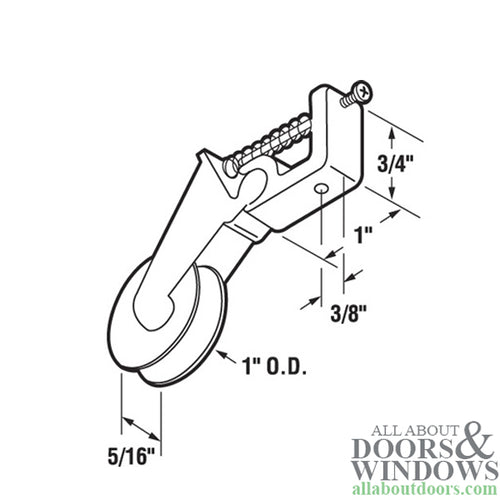 Steel Roller Assembly with 1 Inch Nylon Wheel for Sliding Screen Door - Steel Roller Assembly with 1 Inch Nylon Wheel for Sliding Screen Door