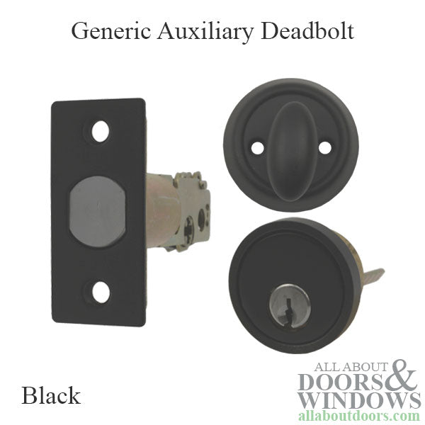 Generic Auxiliary Deadbolt - Single Cylinder in Black - Generic Auxiliary Deadbolt - Single Cylinder in Black