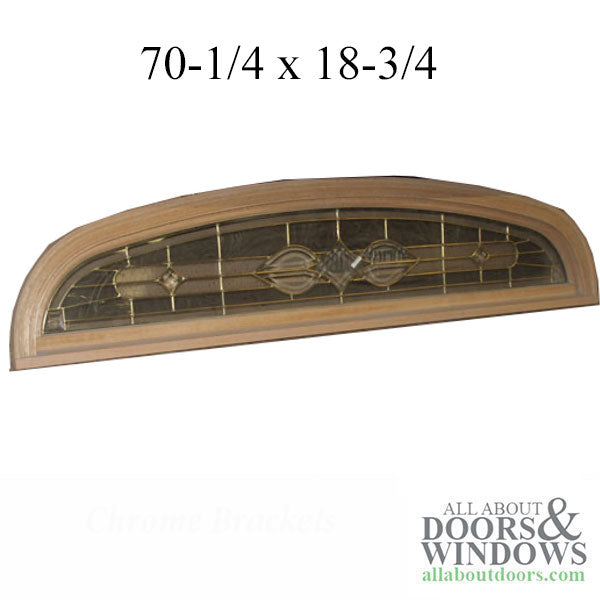 Door Transom Unit Size:  67-3/4 x 13-5/8 Leaded glass - Brass Caming - OAK - Door Transom Unit Size:  67-3/4 x 13-5/8 Leaded glass - Brass Caming - OAK