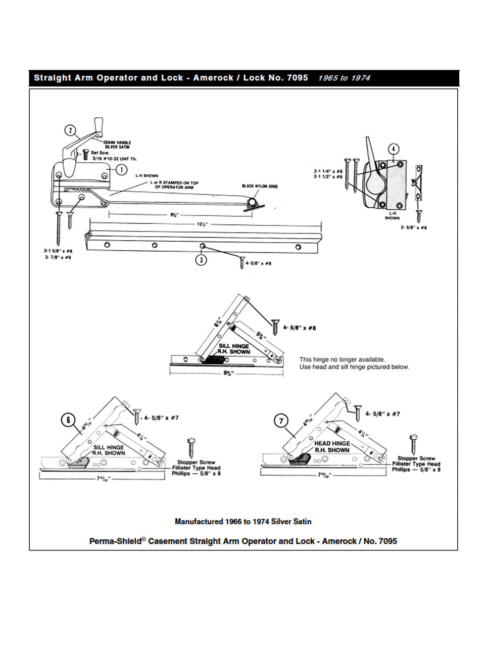 Andersen Straight Arm Operator  PSC, Right Hand - Silver Satin - Andersen Straight Arm Operator  PSC, Right Hand - Silver Satin