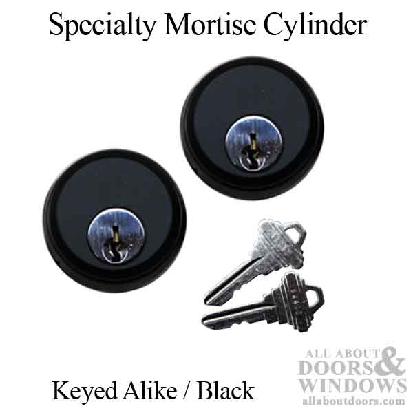 Specialty Mortise Cylinder, No Threads, Black - Specialty Mortise Cylinder, No Threads, Black