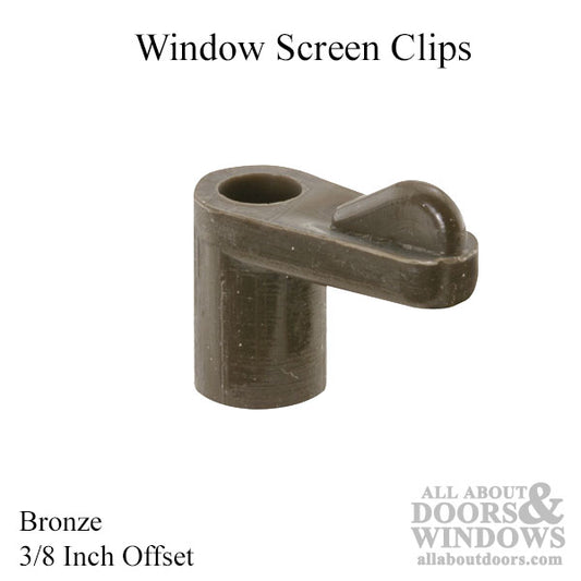 Window Screen Plastic Clips, 3/8 Inch Offset, Bronze - 12 pack