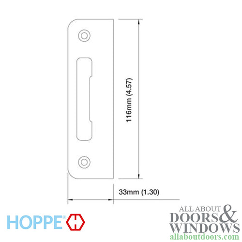 Strike Plate, PT0002N, Flat Tongue 1.30 x 4.57 -  Stainless Steel - Strike Plate, PT0002N, Flat Tongue 1.30 x 4.57 -  Stainless Steel