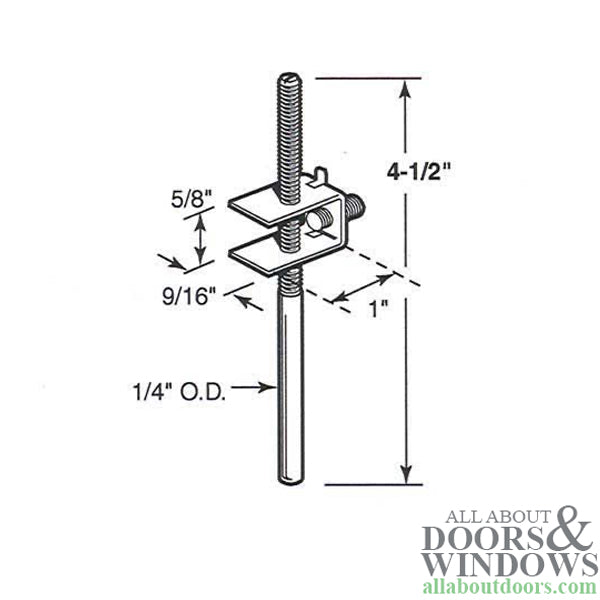 Pivot Rod, 1/4 inch, Bottom, threaded, Metal bi-fold Door - Pivot Rod, 1/4 inch, Bottom, threaded, Metal bi-fold Door