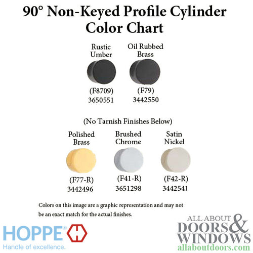 60.5/10 New Style HOPPE Inactive 90° Non-Keyed Profile Cylinder Lock, Solid Brass, Choose Finish - 60.5/10 New Style HOPPE Inactive 90° Non-Keyed Profile Cylinder Lock, Solid Brass, Choose Finish