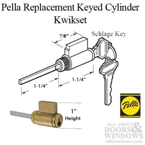 Pella Replacement Keyed Cylinder, Kwikset 1 x 1-1/4 - Choose Color - Pella Replacement Keyed Cylinder, Kwikset 1 x 1-1/4 - Choose Color