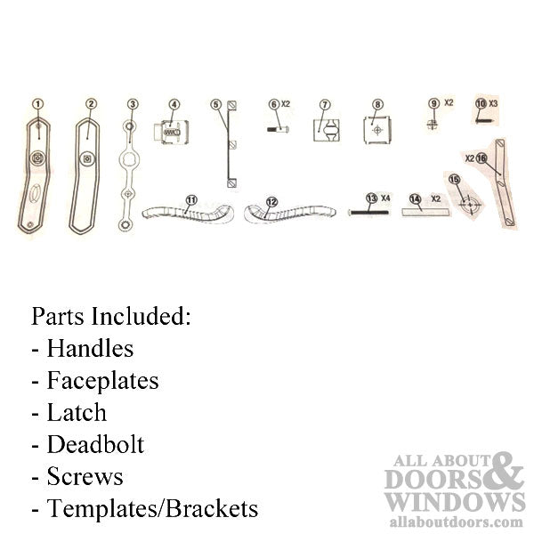 Castellan Storm Door Handle Set with Deadbolt Non Keyed - Castellan Storm Door Handle Set with Deadbolt Non Keyed