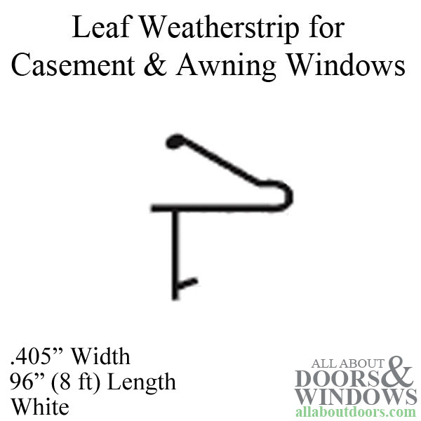 Polyflex Weather Seal for Casement and Awning Windows, 8 Foot, .405 Width, White - Polyflex Weather Seal for Casement and Awning Windows, 8 Foot, .405 Width, White