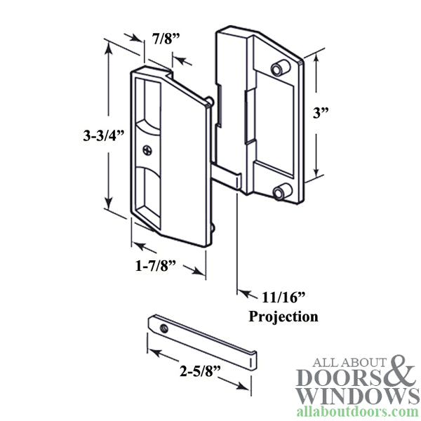 Non-Handed Plastic Latch & Pull for Sliding Screen Door - Black - Non-Handed Plastic Latch & Pull for Sliding Screen Door - Black