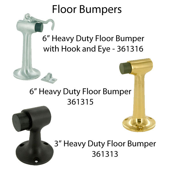 Heavy Duty Floor Bumper w/ Hook and Eye - Choose Finish - Heavy Duty Floor Bumper w/ Hook and Eye - Choose Finish