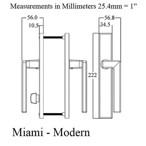 Miami Style Sliding Patio Door Handle Set Non Keyed with Thumb Turn Right Hand - Miami Style Sliding Patio Door Handle Set Non Keyed with Thumb Turn Right Hand