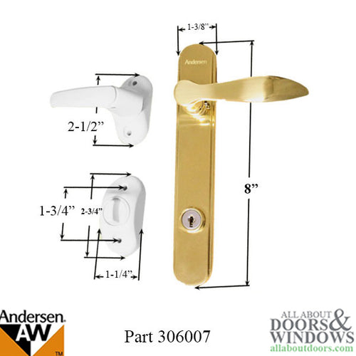 Emco 300 Series Colonial / Triple Track Storm Door Handle Set - Brass / White - Emco 300 Series Colonial / Triple Track Storm Door Handle Set - Brass / White