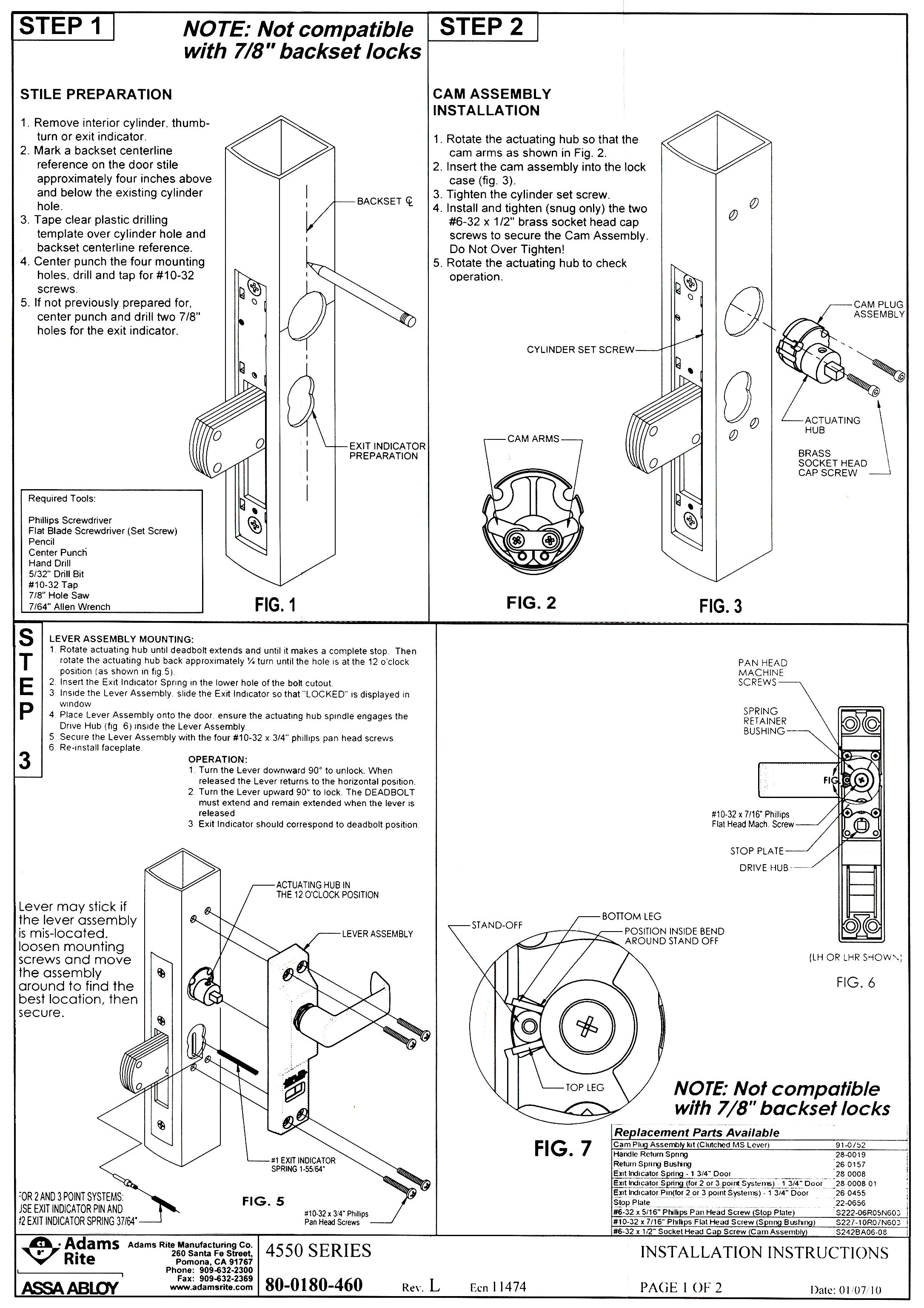 Adams Rite MS Deadbolt Exit Lever - Adams Rite MS Deadbolt Exit Lever