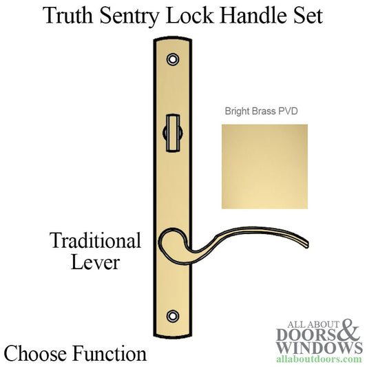 Truth Sentry Lock Handle Set, Traditional, Decorative finish over Brass, PVD Brass