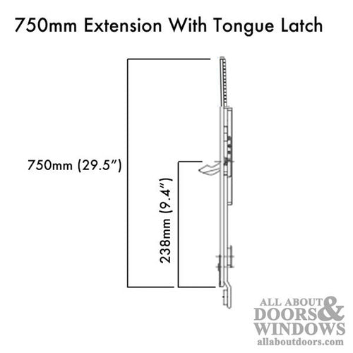 Tripact 750mm Extension with Tongue Locking Point - Black - Tripact 750mm Extension with Tongue Locking Point - Black