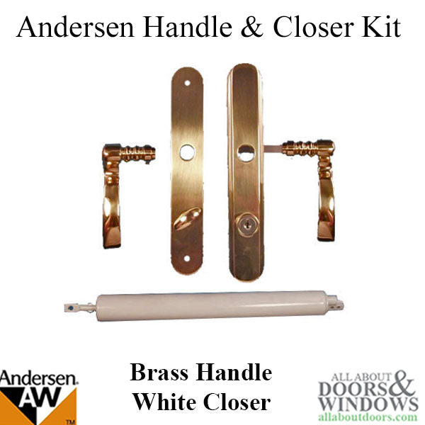 Hardware Kit, Handle and Closer - Brass / White - Hardware Kit, Handle and Closer - Brass / White