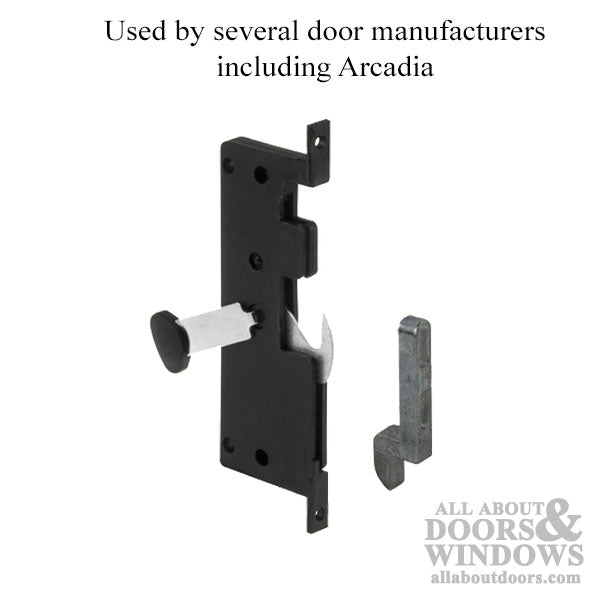 Non-Handed Plastic Latch Assembly with Steel Hook for Sliding Screen Door - Black - Non-Handed Plastic Latch Assembly with Steel Hook for Sliding Screen Door - Black