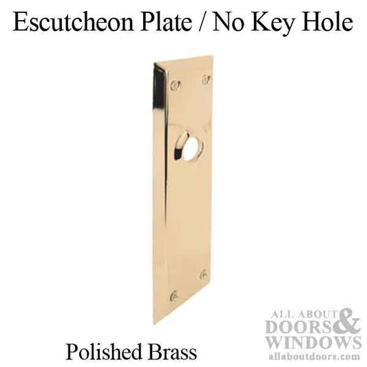 Escutcheon Plates / Trim Plate, 7-1/8 inch, NO Key Hole, Polished Brass