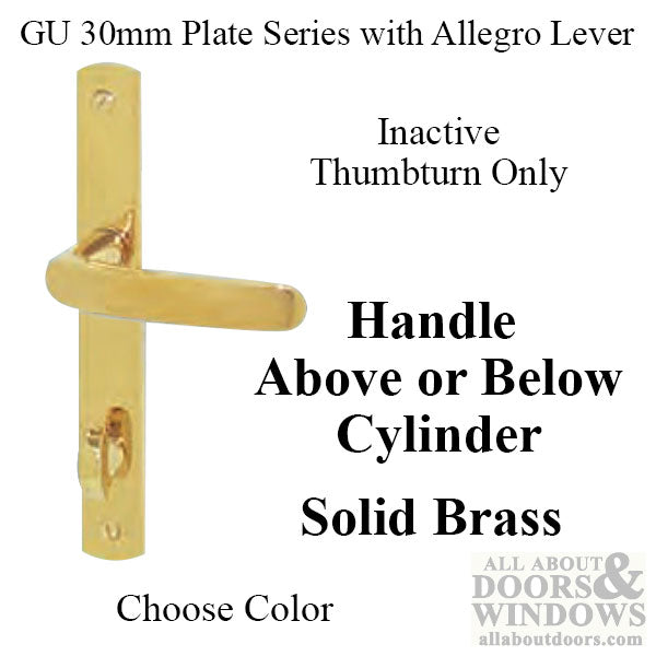 G-U Allegro Lever, 30mm Plate, Solid Brass, Inactive, Thumbturn Only (Handles DO Move) - Choose Color - G-U Allegro Lever, 30mm Plate, Solid Brass, Inactive, Thumbturn Only (Handles DO Move) - Choose Color