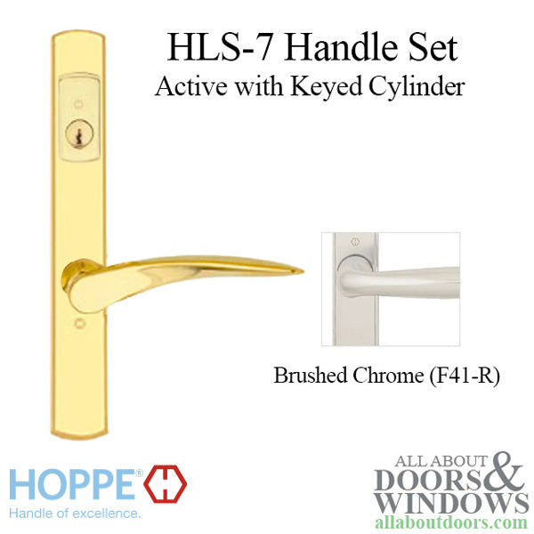 HOPPE HLS7 Handle Set with Rodos Lever Keyed Active Brushed Chrome - HOPPE HLS7 Handle Set with Rodos Lever Keyed Active Brushed Chrome