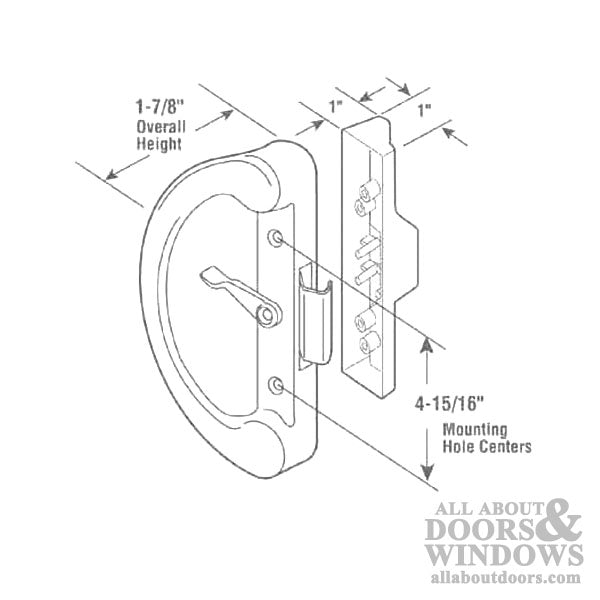 Handle Set - Sliding Patio Door, Diecast - Dual Claps - White - Handle Set - Sliding Patio Door, Diecast - Dual Claps - White