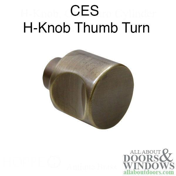 H-Knob, CES Euro Cylinder Thumbturn - Antique Brass - H-Knob, CES Euro Cylinder Thumbturn - Antique Brass