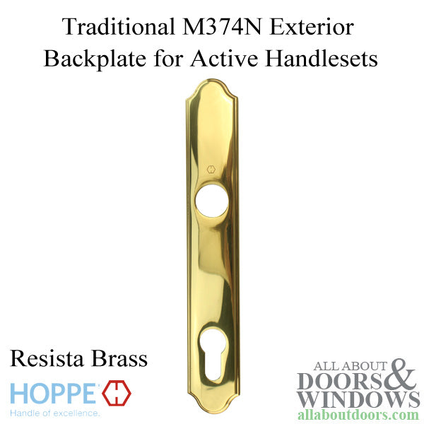 HOPPE Traditional Exterior Backplate M374N for Active Handlesets - Resista Brass - HOPPE Traditional Exterior Backplate M374N for Active Handlesets - Resista Brass