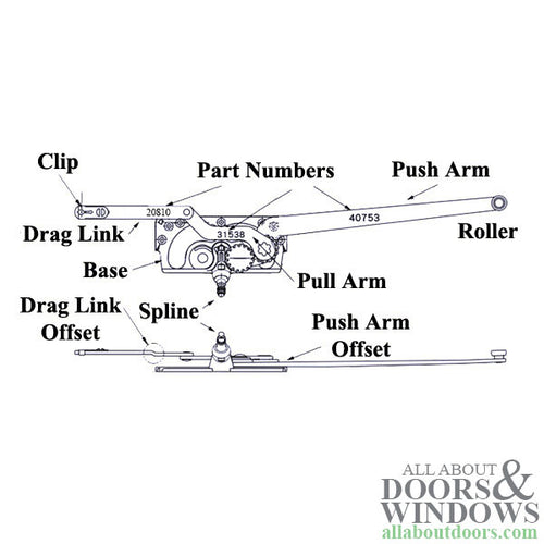 Casement Operator Entrygard Dual Arm, Long Link 20810, Right - Casement Operator Entrygard Dual Arm, Long Link 20810, Right
