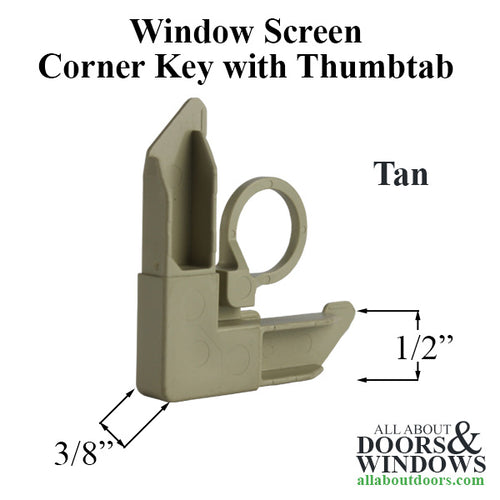 Window Screen Corner Key with Pull Tab Plastic Tan - Window Screen Corner Key with Pull Tab Plastic Tan