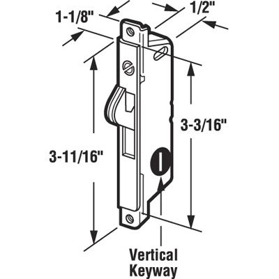 Adams Rite Mortise lock Vertical Slot, Sliding Patio Door Angled Body - Steel - Adams Rite Mortise lock Vertical Slot, Sliding Patio Door Angled Body - Steel