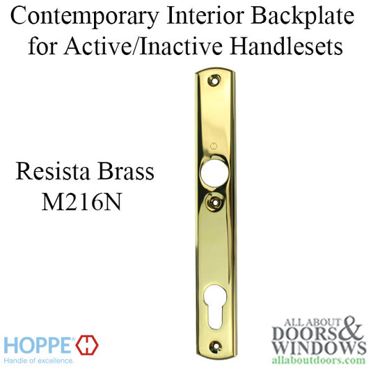 HOPPE Contemporary Interior Backplate M216N for Active/Inactive Handlesets - Resista Brass