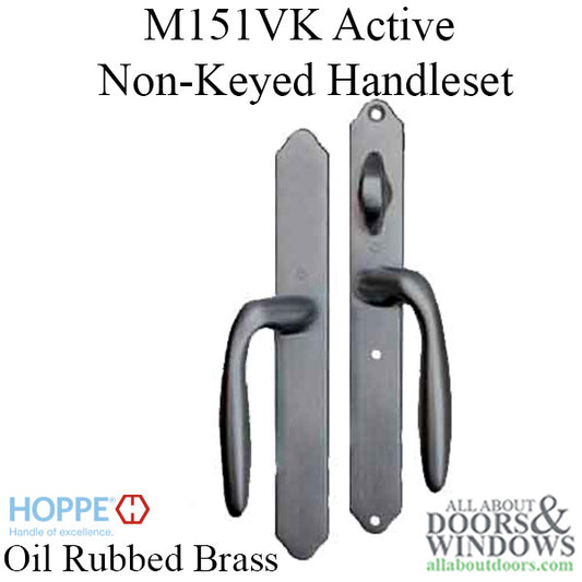 HOPPE HLS 9000 Sliding Door Handle Set with Verona Lever Active Non-Keyed Oil Rubbed Brass