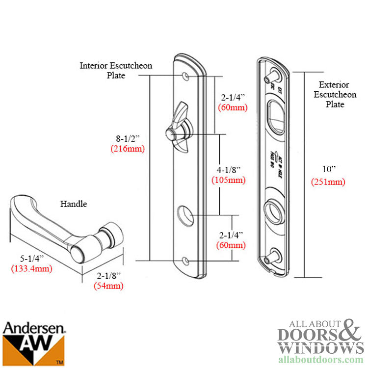 Andersen Albany Style Door Handles Hinged Door Hardware Set Double Active Black - Andersen Albany Style Door Handles Hinged Door Hardware Set Double Active Black