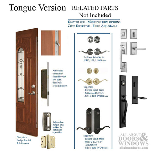 Rockwell Sentry Multi Point Lock Tongue Version 8 Foot Doors Stainless Steel - Rockwell Sentry Multi Point Lock Tongue Version 8 Foot Doors Stainless Steel