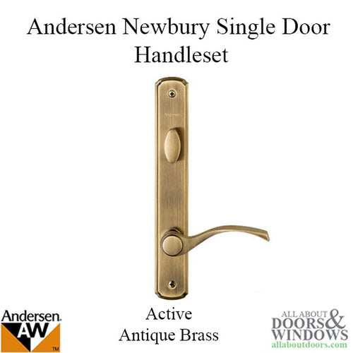 Hardware Kit, Single Door, Old Style Newbury, Active Door - Antique Brass - Hardware Kit, Single Door, Old Style Newbury, Active Door - Antique Brass