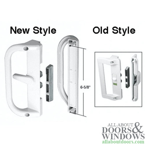 Sliding Patio Door Handle Set - Non Keyed, 6-9/16 Inch Hole Center, White - Sliding Patio Door Handle Set - Non Keyed, 6-9/16 Inch Hole Center, White