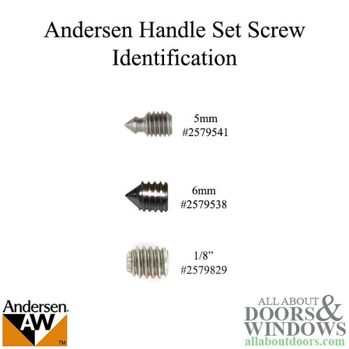 Set Screw w/ Wrench, 1/4-20 Thread, Andersen 1999-Present  - Silver - Set Screw w/ Wrench, 1/4-20 Thread, Andersen 1999-Present  - Silver