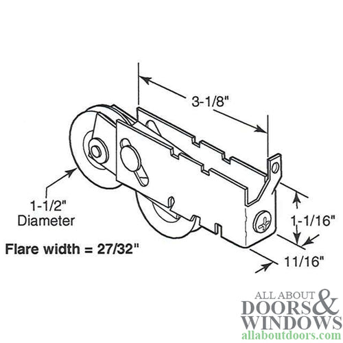 Sliding Door Dual Wheel Roller With S Tab Housing 1.5 Inch Wheel - Sliding Door Dual Wheel Roller With S Tab Housing 1.5 Inch Wheel