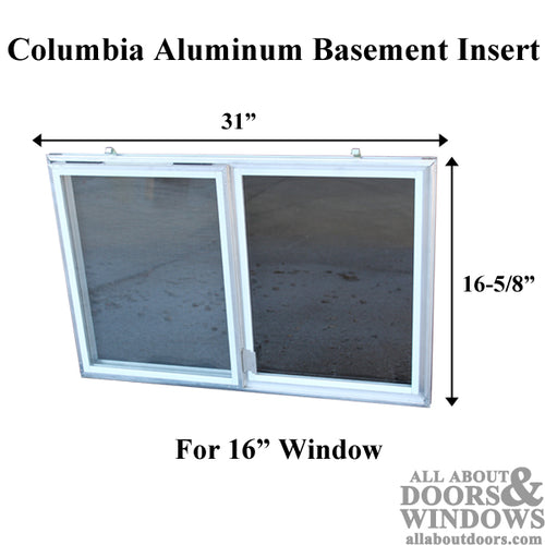 C-310-16 Aluminum Basement WINDOW Insert, Dual Pane Glass - C-310-16 Aluminum Basement WINDOW Insert, Dual Pane Glass