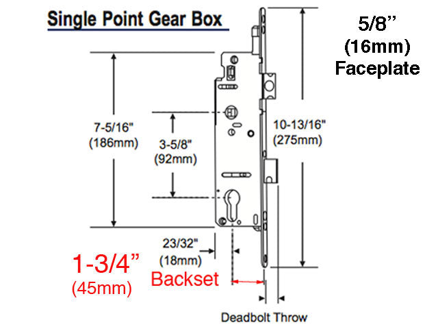 Discontinued Fuhr Mortise Lock, Single Point  - 1-3/4 Backset (45 mm) - Discontinued Fuhr Mortise Lock, Single Point  - 1-3/4 Backset (45 mm)