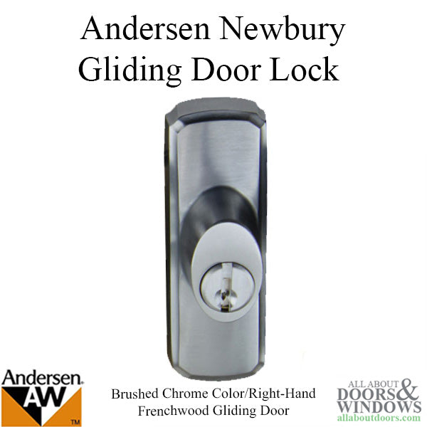 Andersen Window-Frenchwood Gliding Door Hardware, Newbury/Lock Assembly w/keys - Brushed Chrome - RH - Andersen Window-Frenchwood Gliding Door Hardware, Newbury/Lock Assembly w/keys - Brushed Chrome - RH