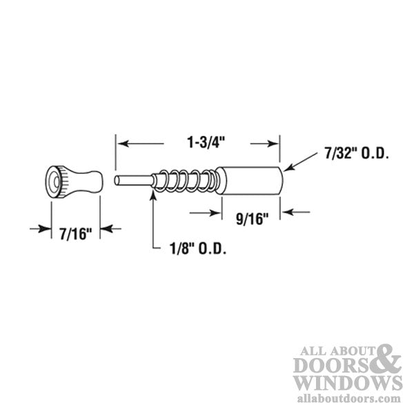 Window Screen Plunger Pin, Nylon, 1-1/2” Long , Set of 4 - Window Screen Plunger Pin, Nylon, 1-1/2” Long , Set of 4
